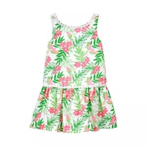 Janie and Jack Tropical Dress in Bamboo Green Print Size 12-18 months